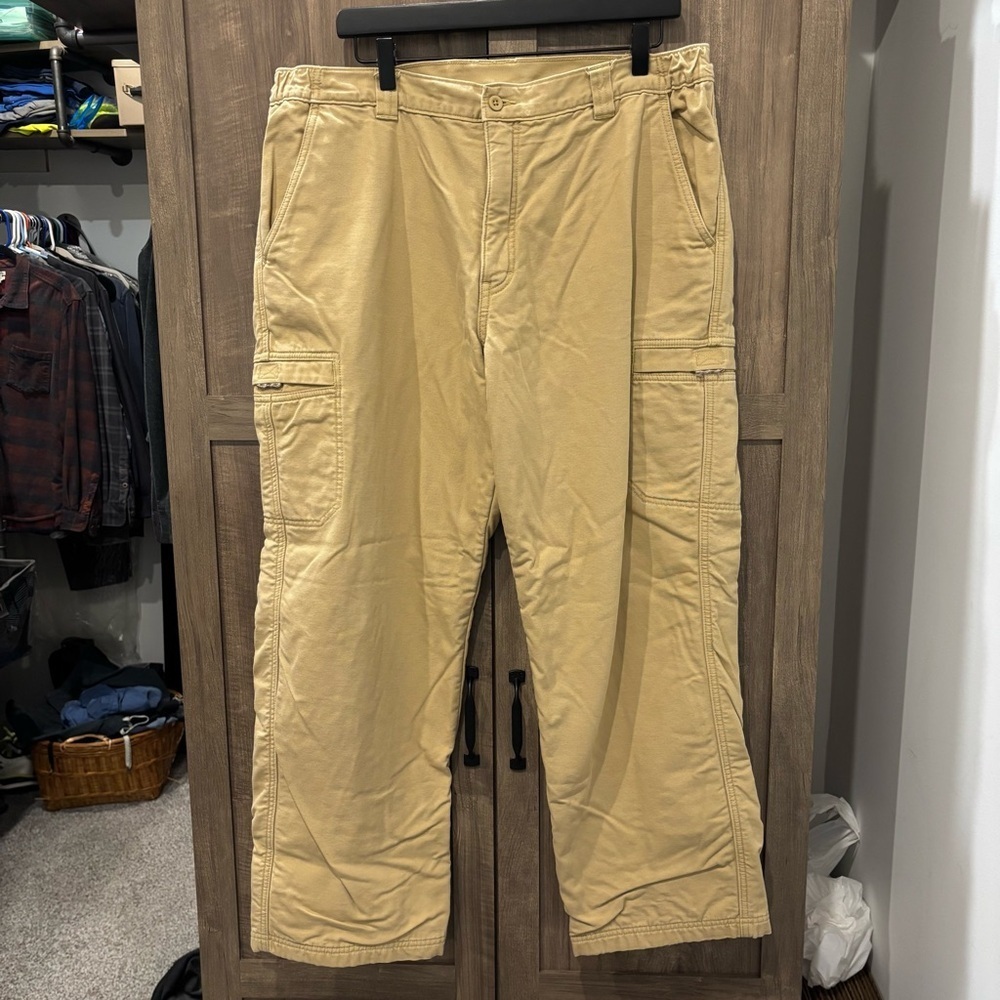 L.L. Bean Men's 38x29 Khaki Cargo Pants Fleece lined